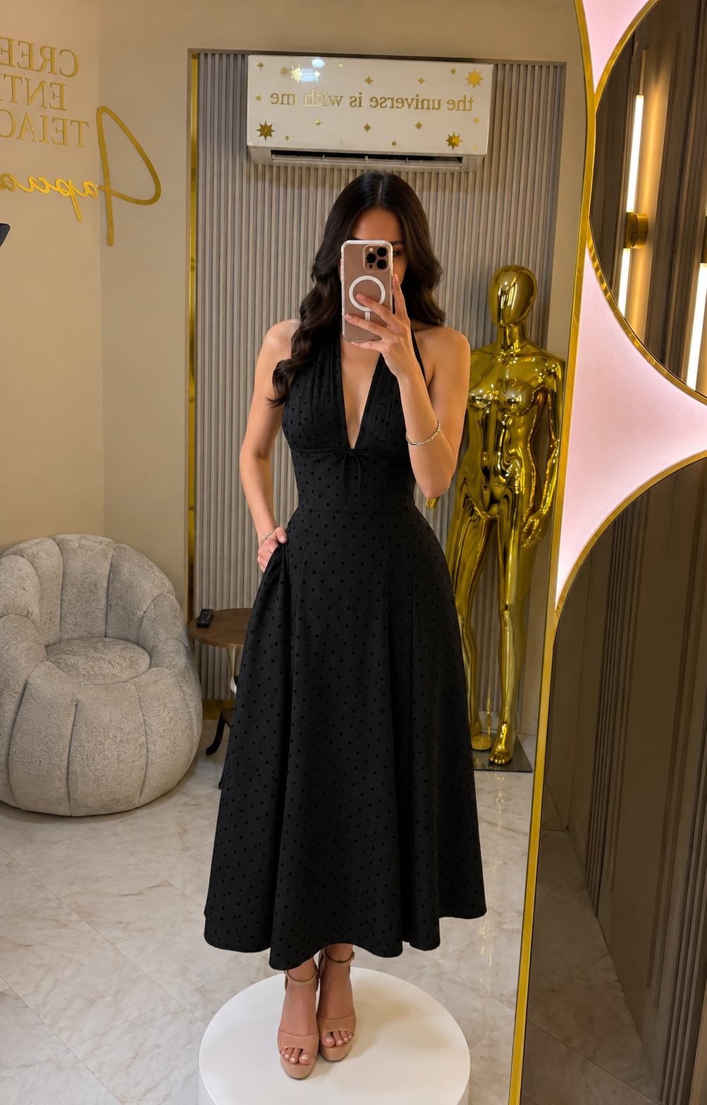Vestido black dots